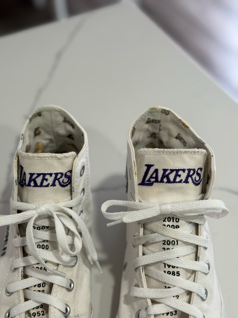 Converse NBA LA Lakers White Purple High-Top Sneakers very good condition. - Picture 16 of 16